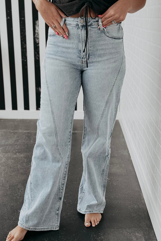 Curve Beau Blue Light Wash Exposed Seam Jeans