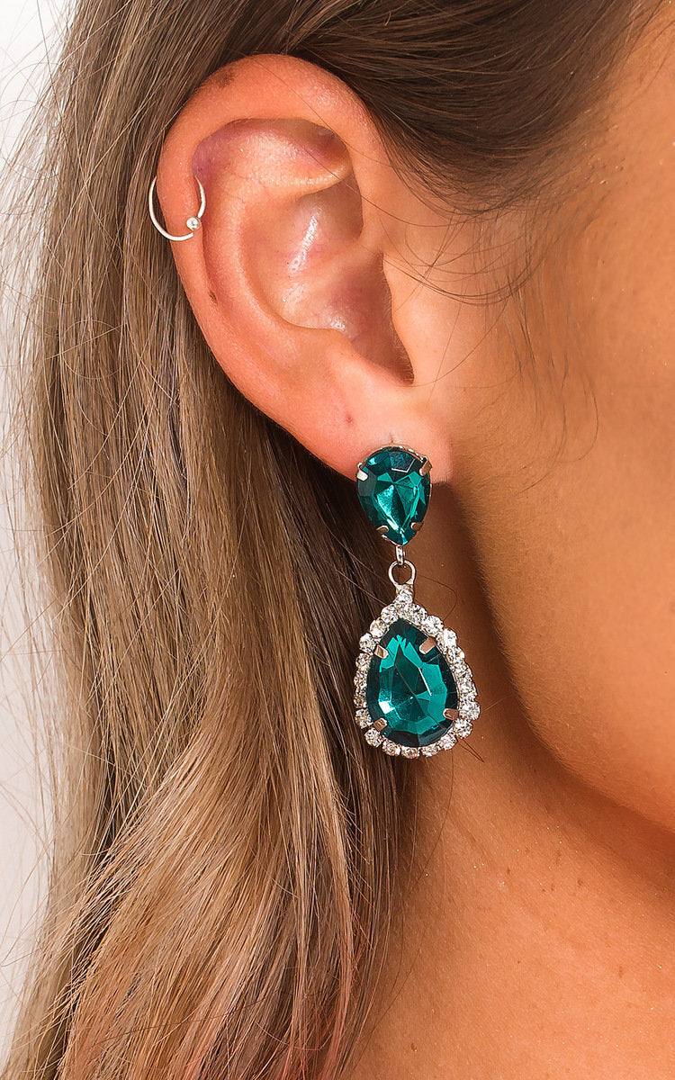 Jewel Drop Green Earrings